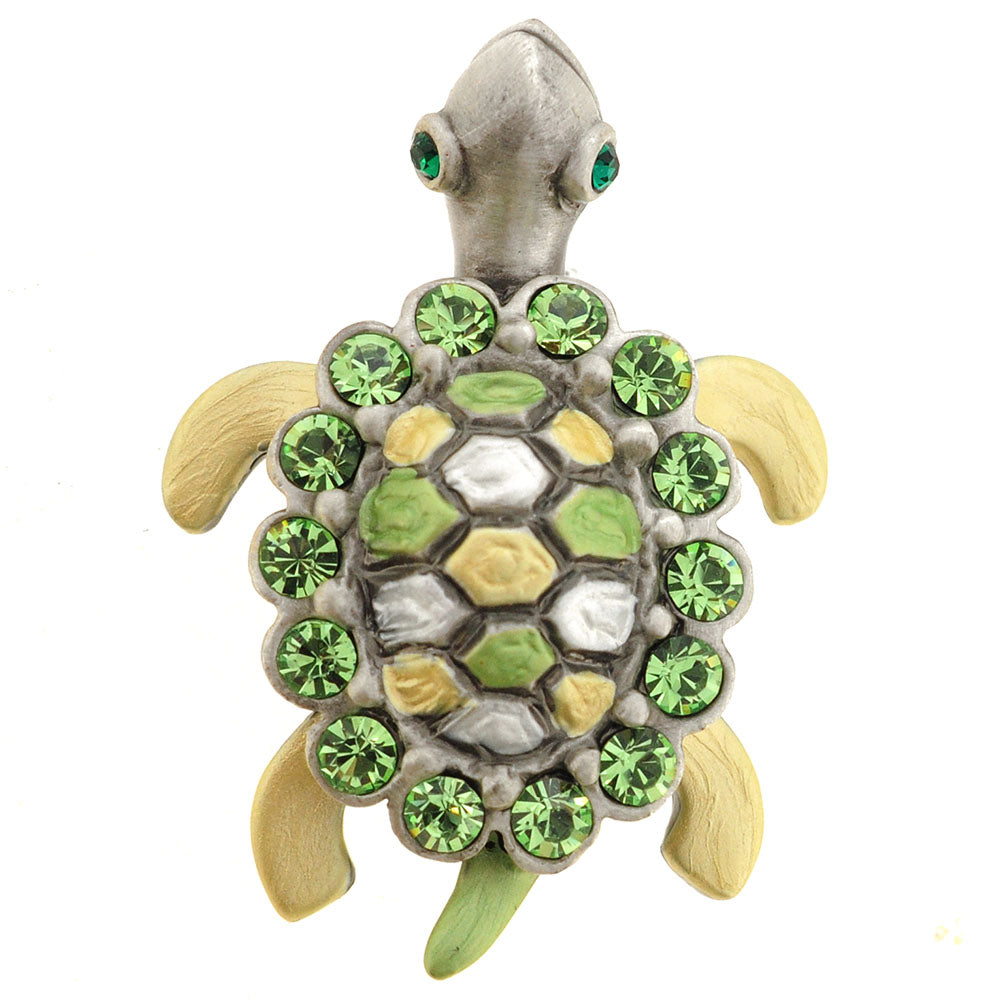 Green Sea Turtle Swarovski Crystal Brooch Pin