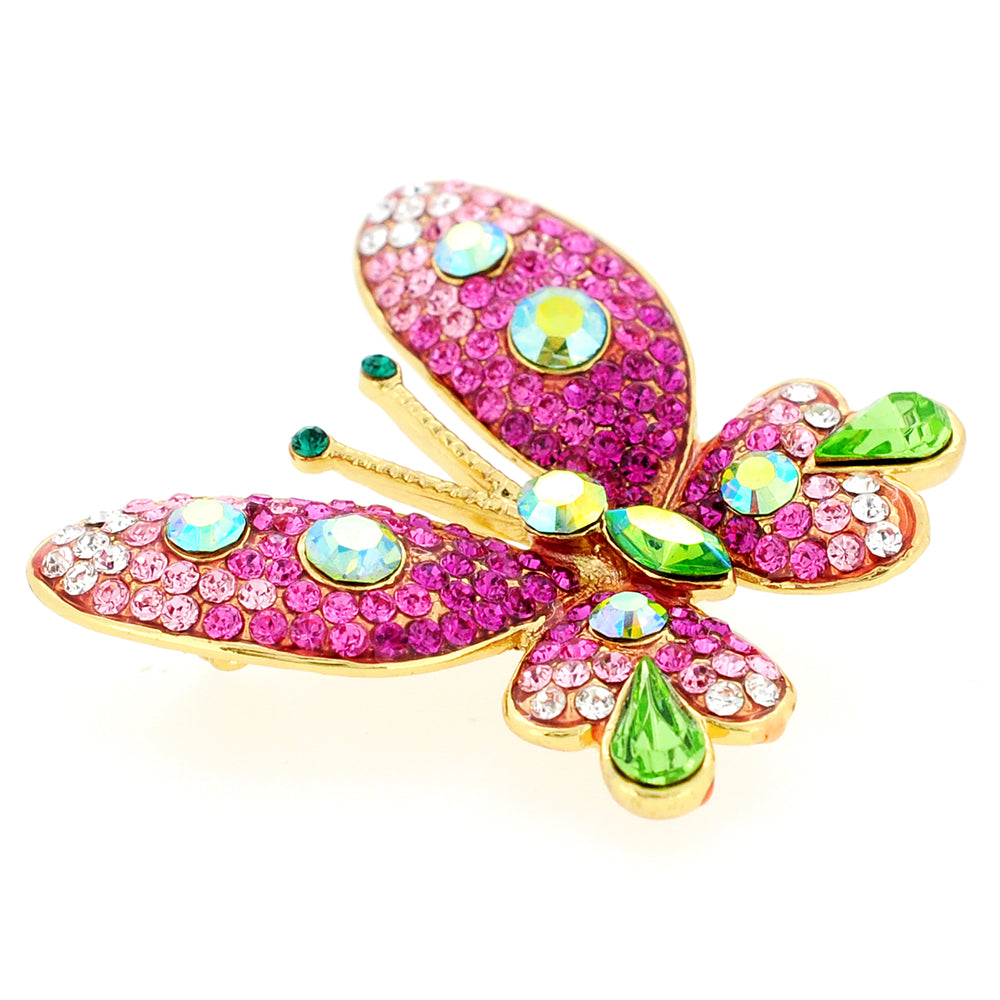 Pink Butterfly Crystal Pin Brooches