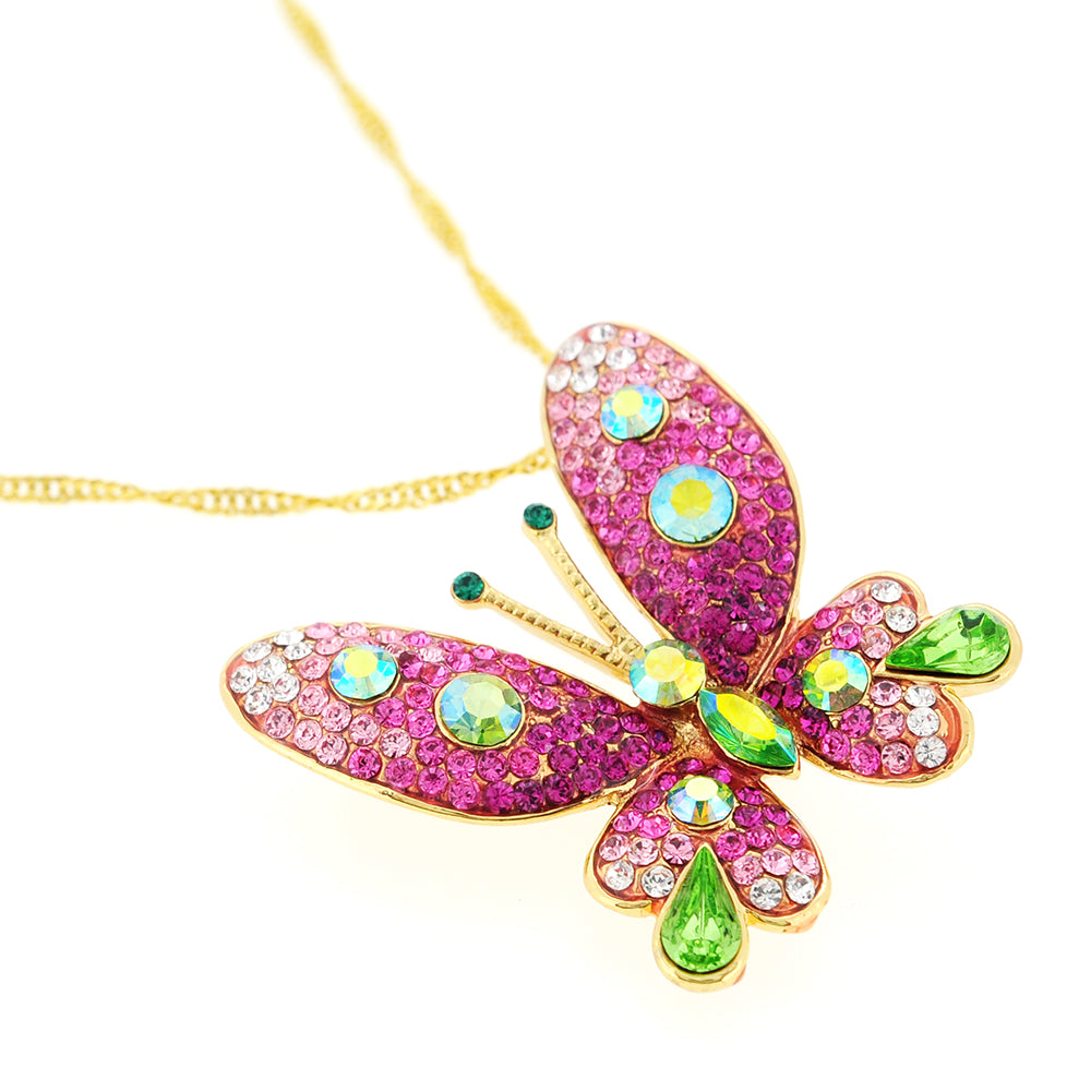 Pink Butterfly Crystal Pin Brooches