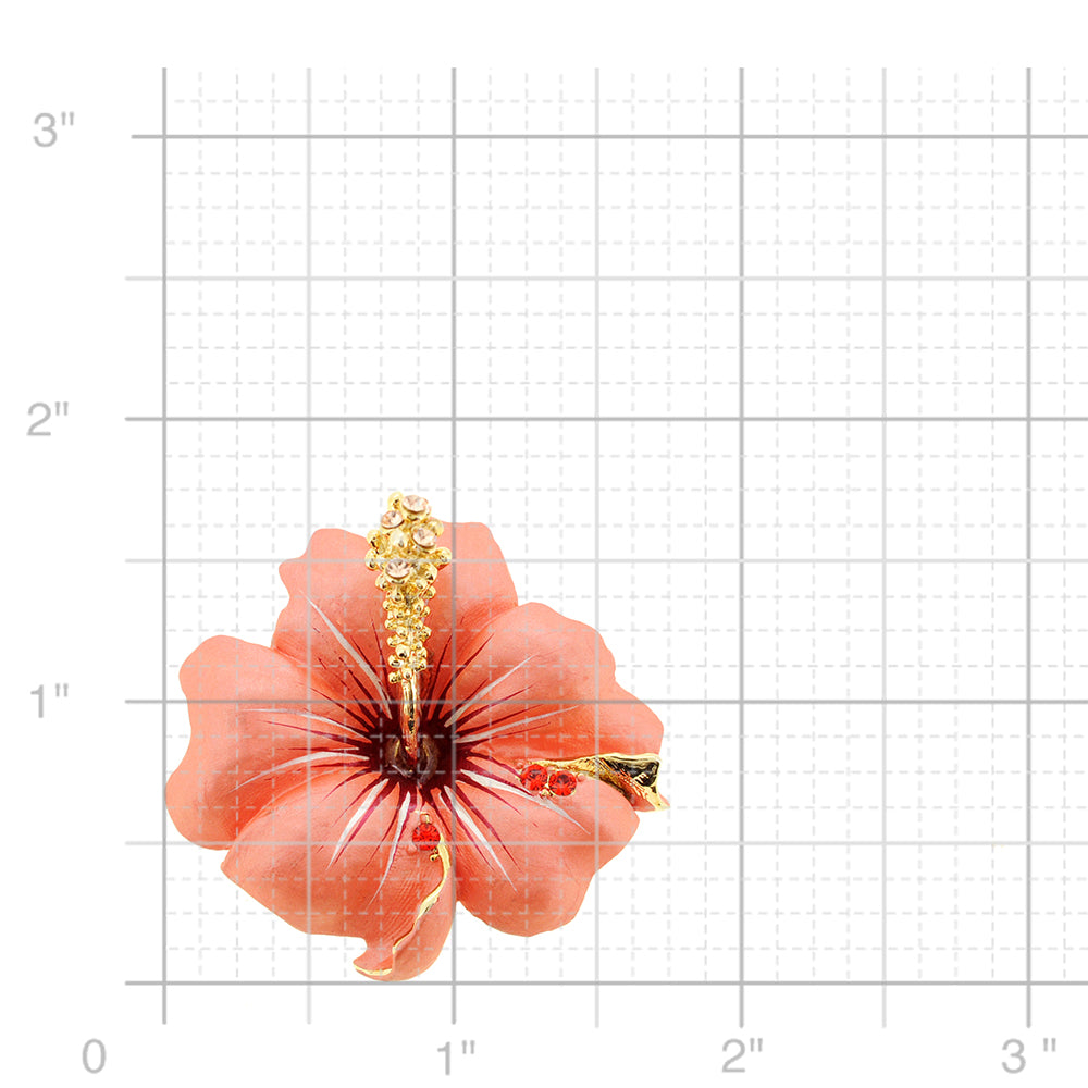 Small Peach Hawaiian Hibiscus Pin Flower Pin Brooch and Pendant