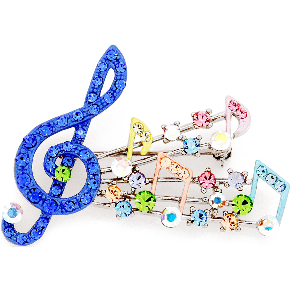 Multicolor Music Note Swarovski Crystal Pin Brooch