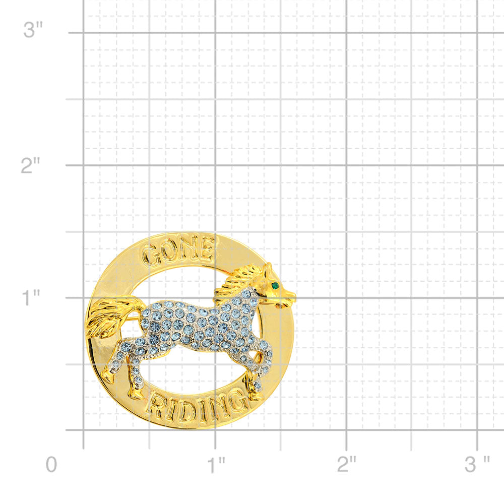 Gone Riding Light Sapphire Crystal Horse Swarovski Crystal Pin Brooch