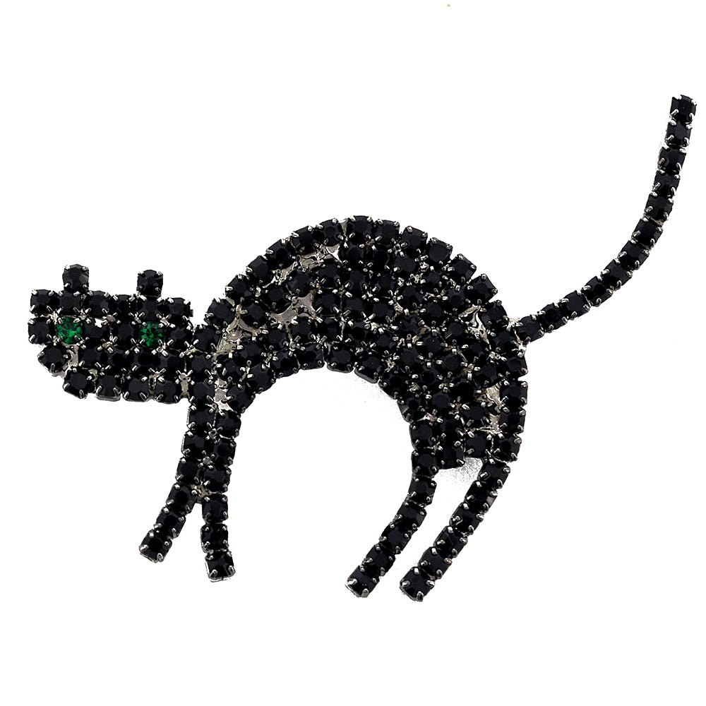 Black Cat Crystal Pin Brooch