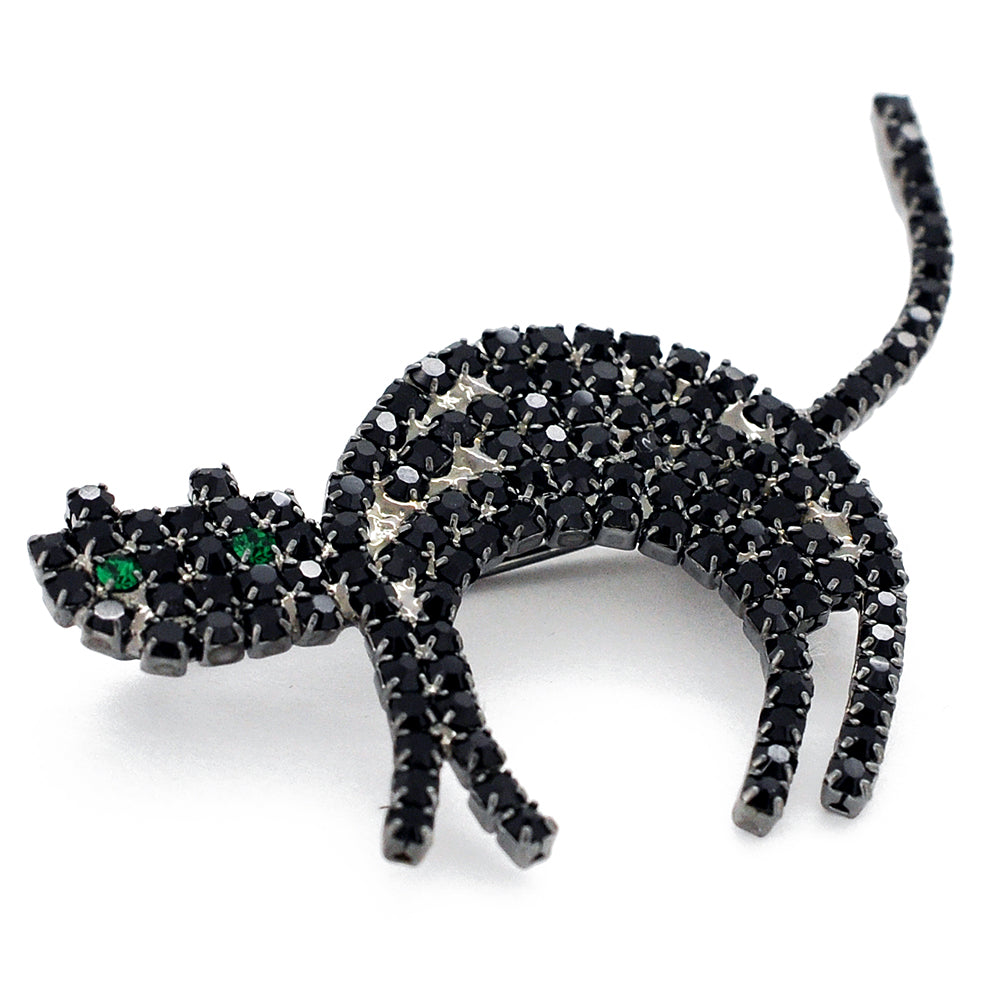 Black Cat Crystal Pin Brooch