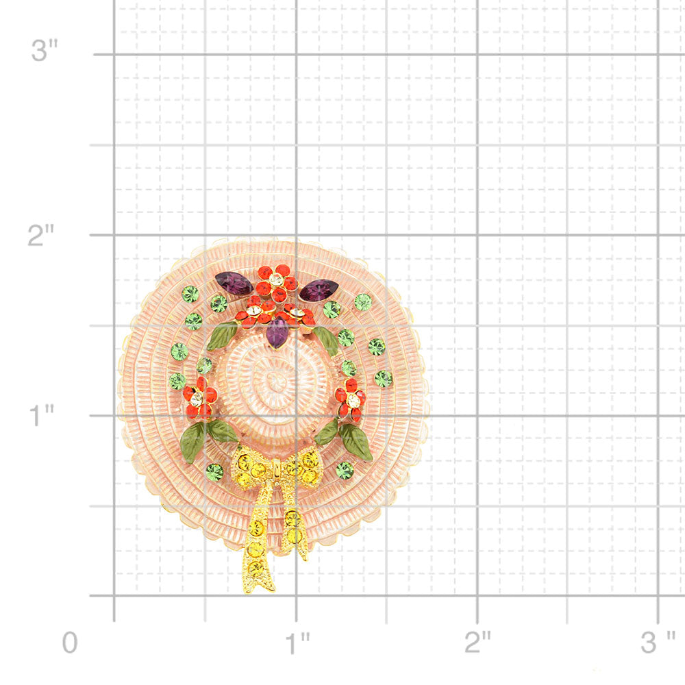 Light Peach Flower Easter Bonnet Hat Pin Swarovski Crystal Pin Brooch