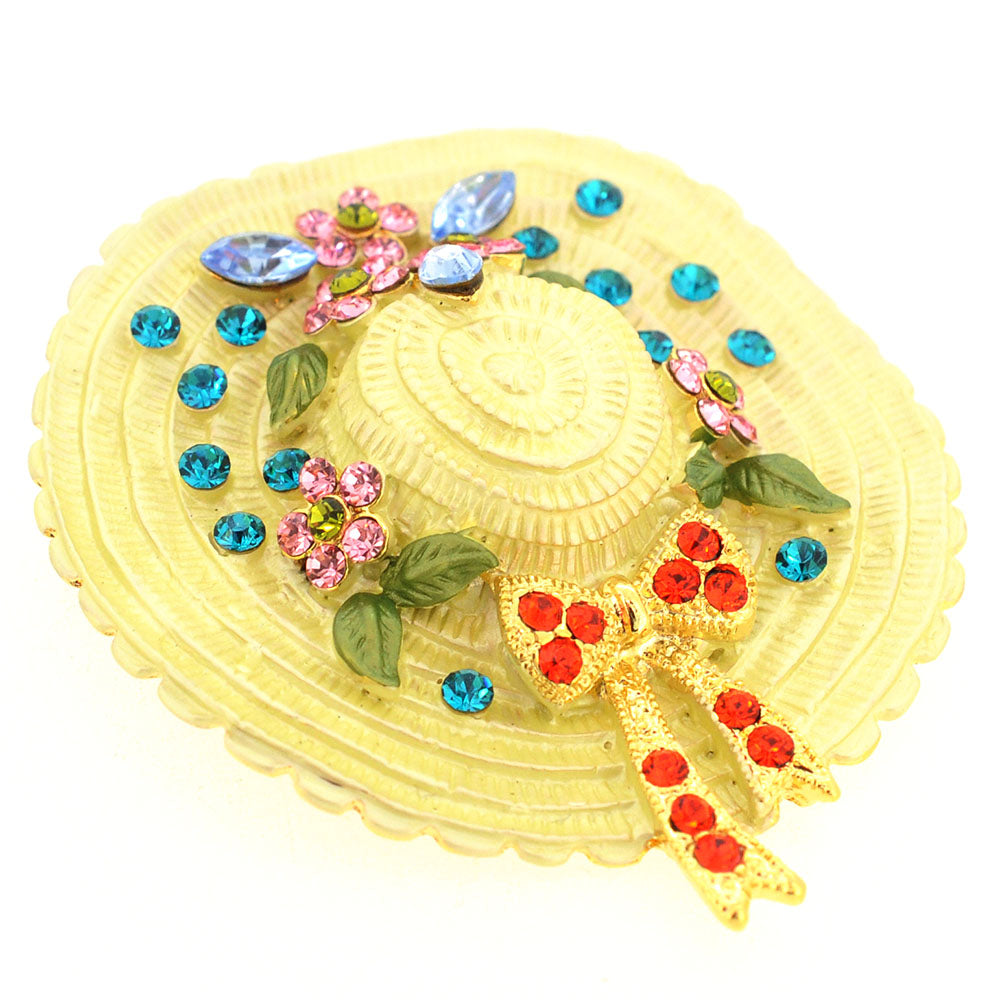 Light Yellow Flower Easter Bonnet Hat Pin Swarovski Crystal Pin Brooch