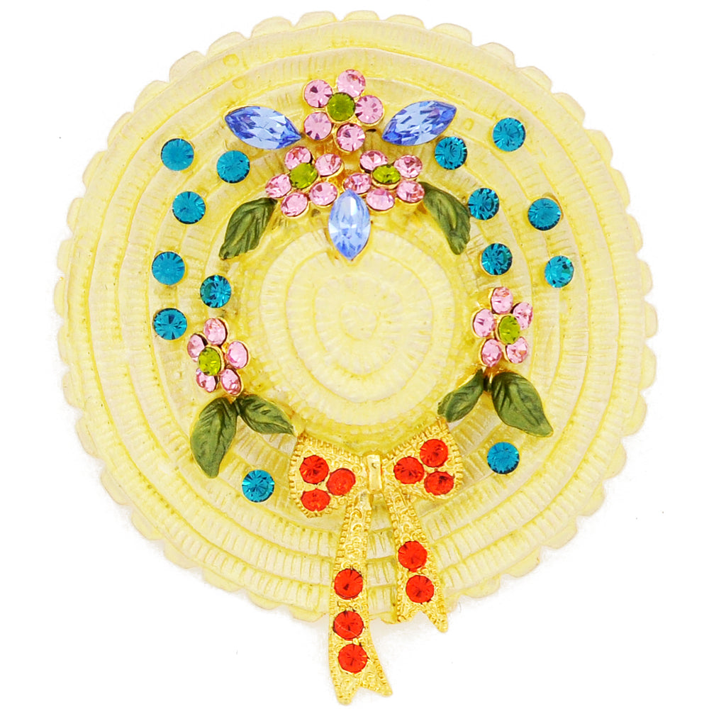 Light Yellow Flower Easter Bonnet Hat Pin Swarovski Crystal Pin Brooch
