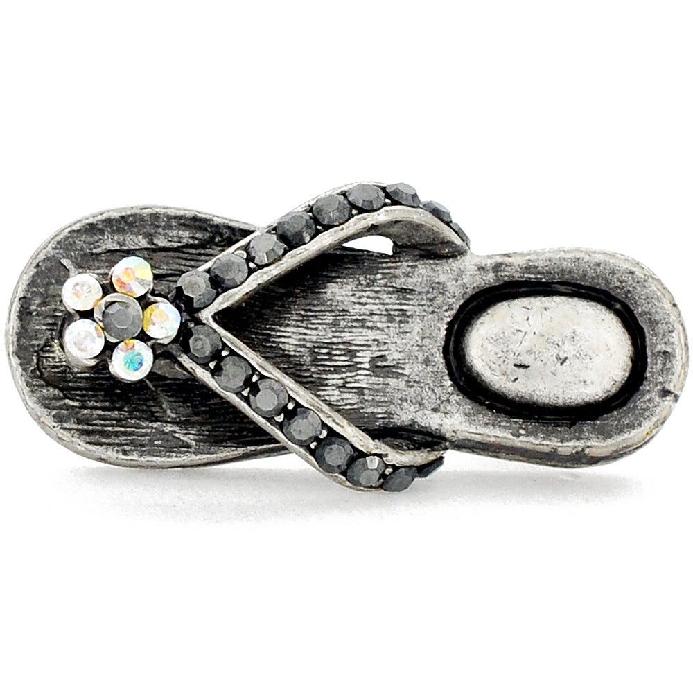 Vintage Style Flower Flip-Flop Crystal Lapel Pin And Pendant