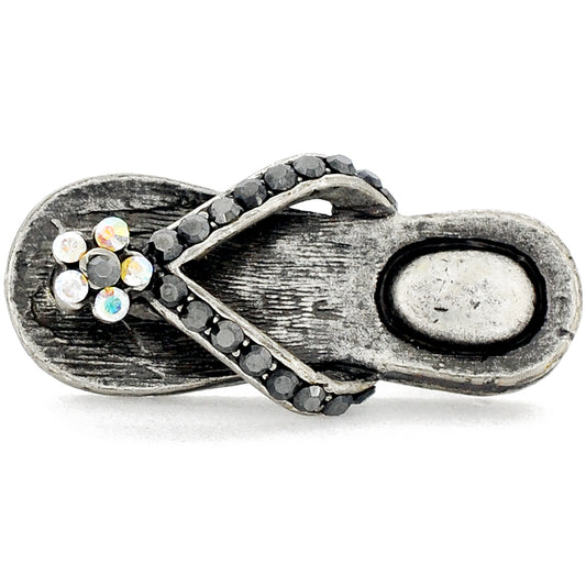Vintage Style Flower Flip-Flop Crystal Lapel Pin And Pendant
