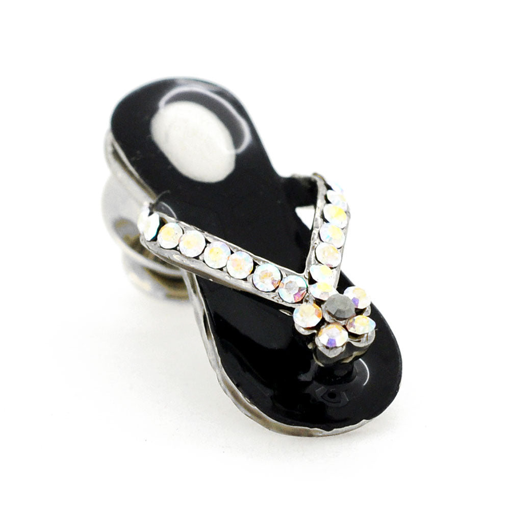 Black Flower Flip-Flop Lapel Pin And Pendant