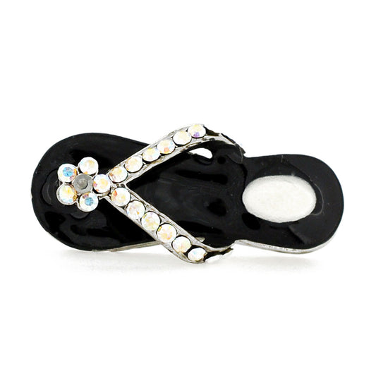 Black Flower Flip-Flop Lapel Pin And Pendant