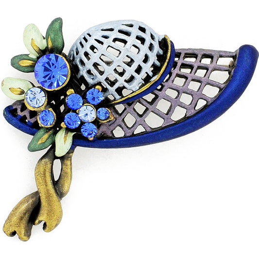 Blue Bonnet Hat Swarovski Crystal Easter Brooch Pin
