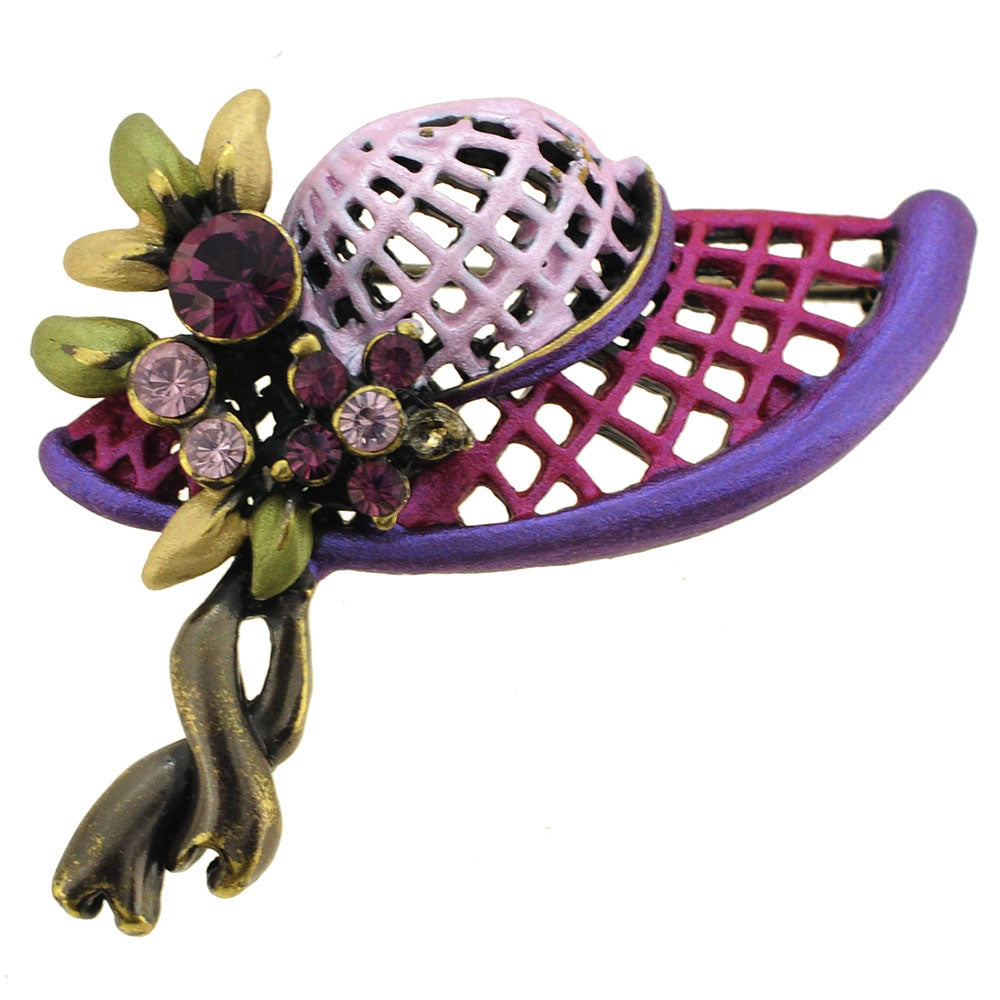 Purple Amethyst Easter Bonnet Hat Pin Swarovski Crystal Pin Brooch