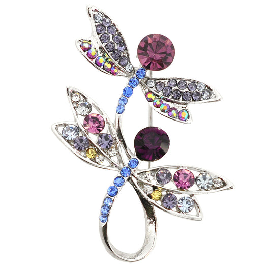 Amethyst Crystal Dragonfly Pin Brooch