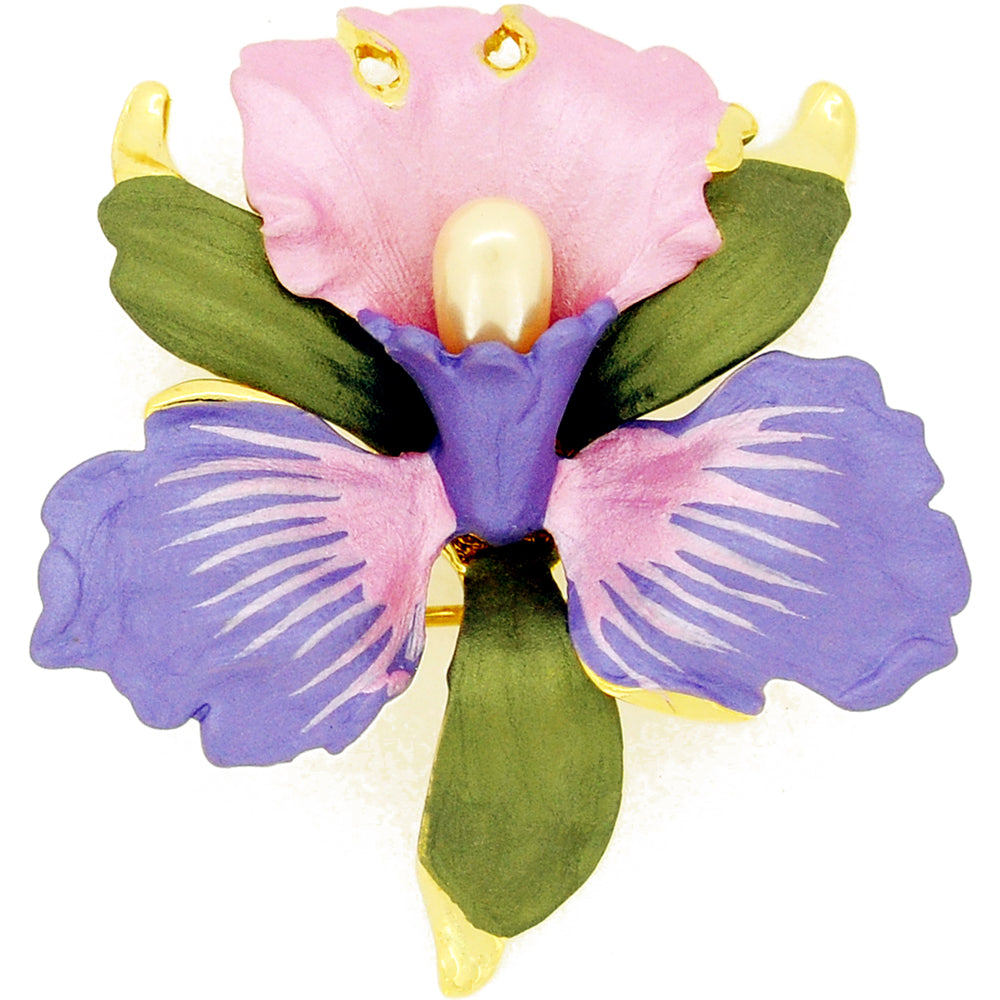 Violet And Pink Orchid Swarovski Crystal Flower Pin Brooch