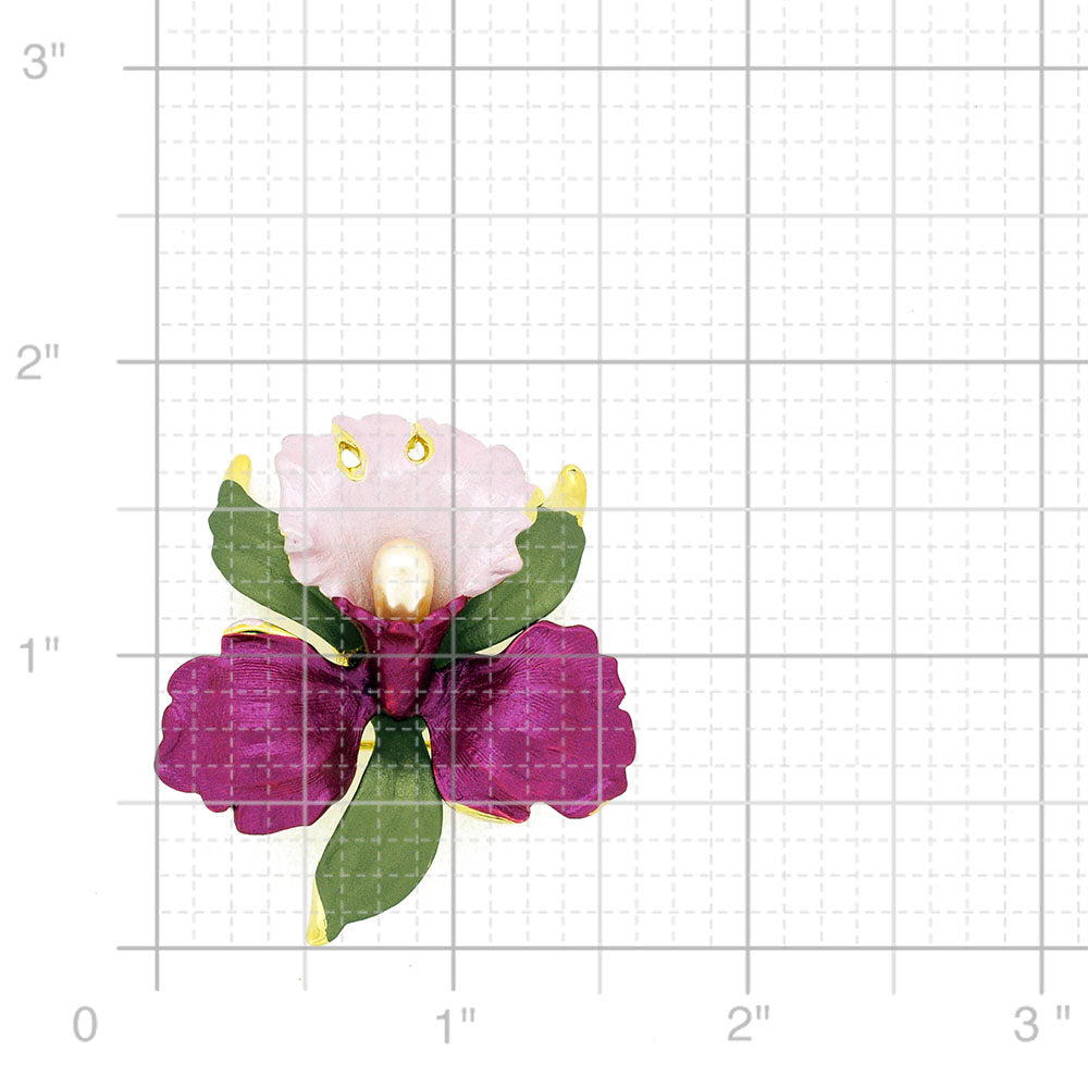 Fuchsia Pink Orchid Swarovski Crystal Flower Pin Brooch