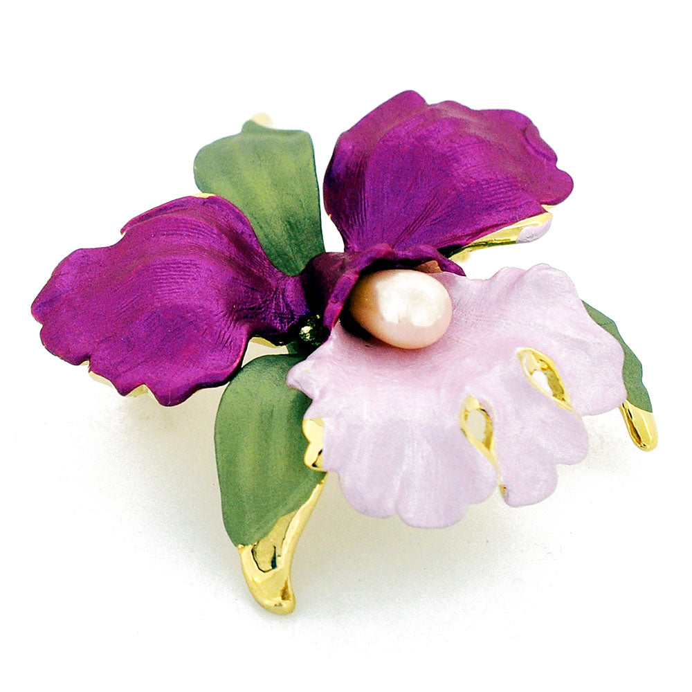 Fuchsia Pink Orchid Swarovski Crystal Flower Pin Brooch
