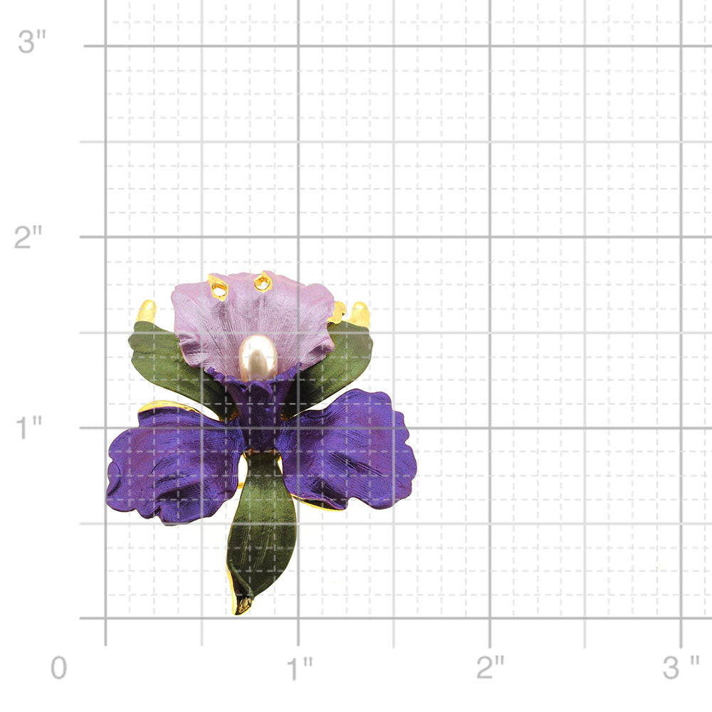 Purple Orchid With Pearl Flower Pin Brooch