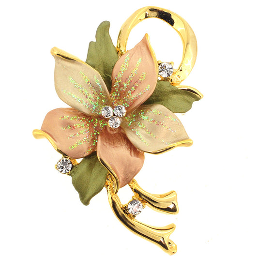 Topaz Poinsettia Swarovski Crystal Flower Brooch Pin and Pendant