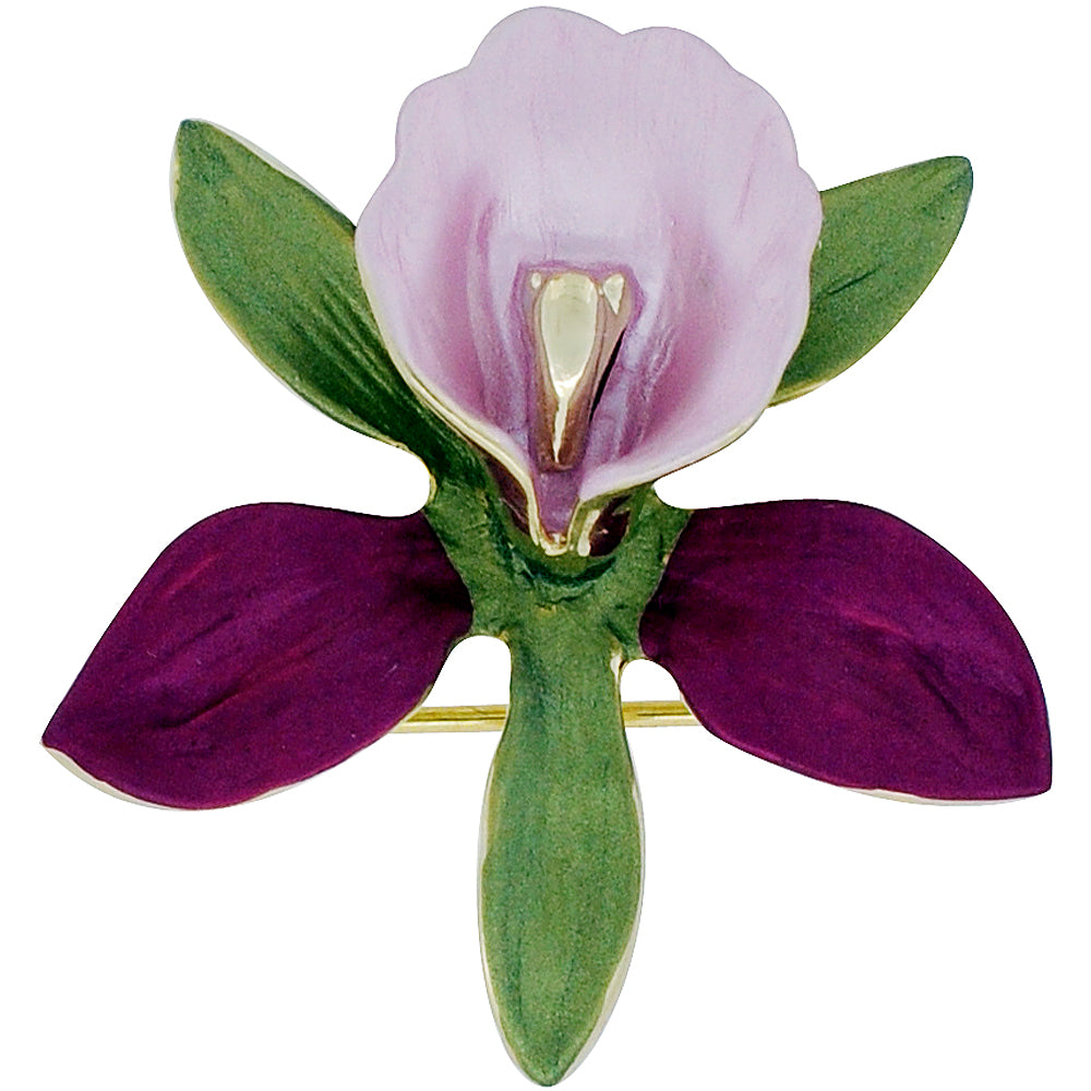 Small Fuchsia And Pink Orchid Flower Brooch Pin