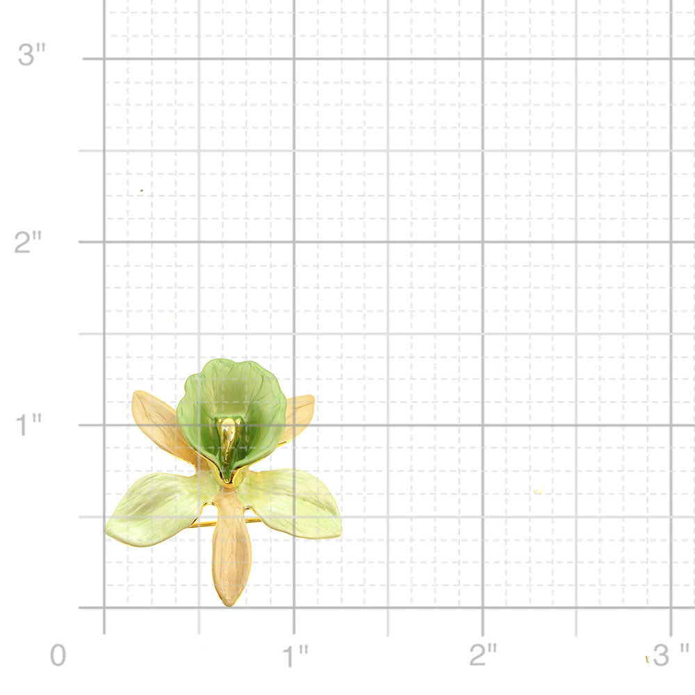 Small Light Green Yellow Orchid Flower Brooch Pin And Pendant