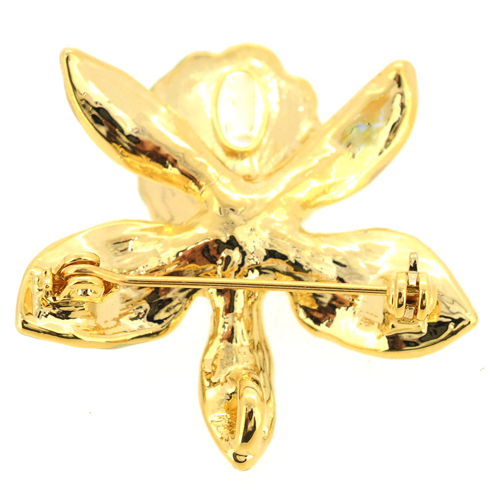 Small Light Green Yellow Orchid Flower Brooch Pin And Pendant