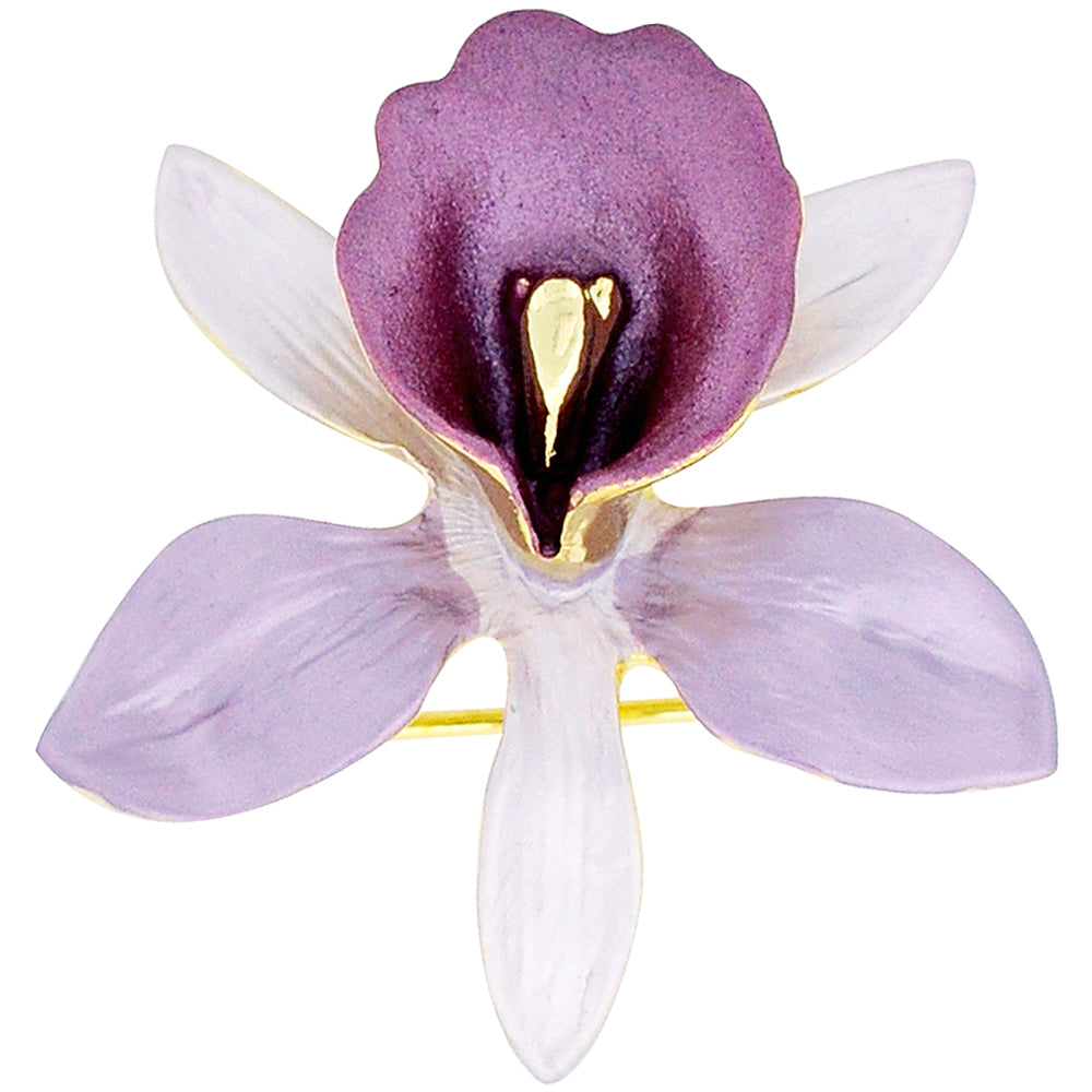 Small Purple Orchid Flower Brooch Pin