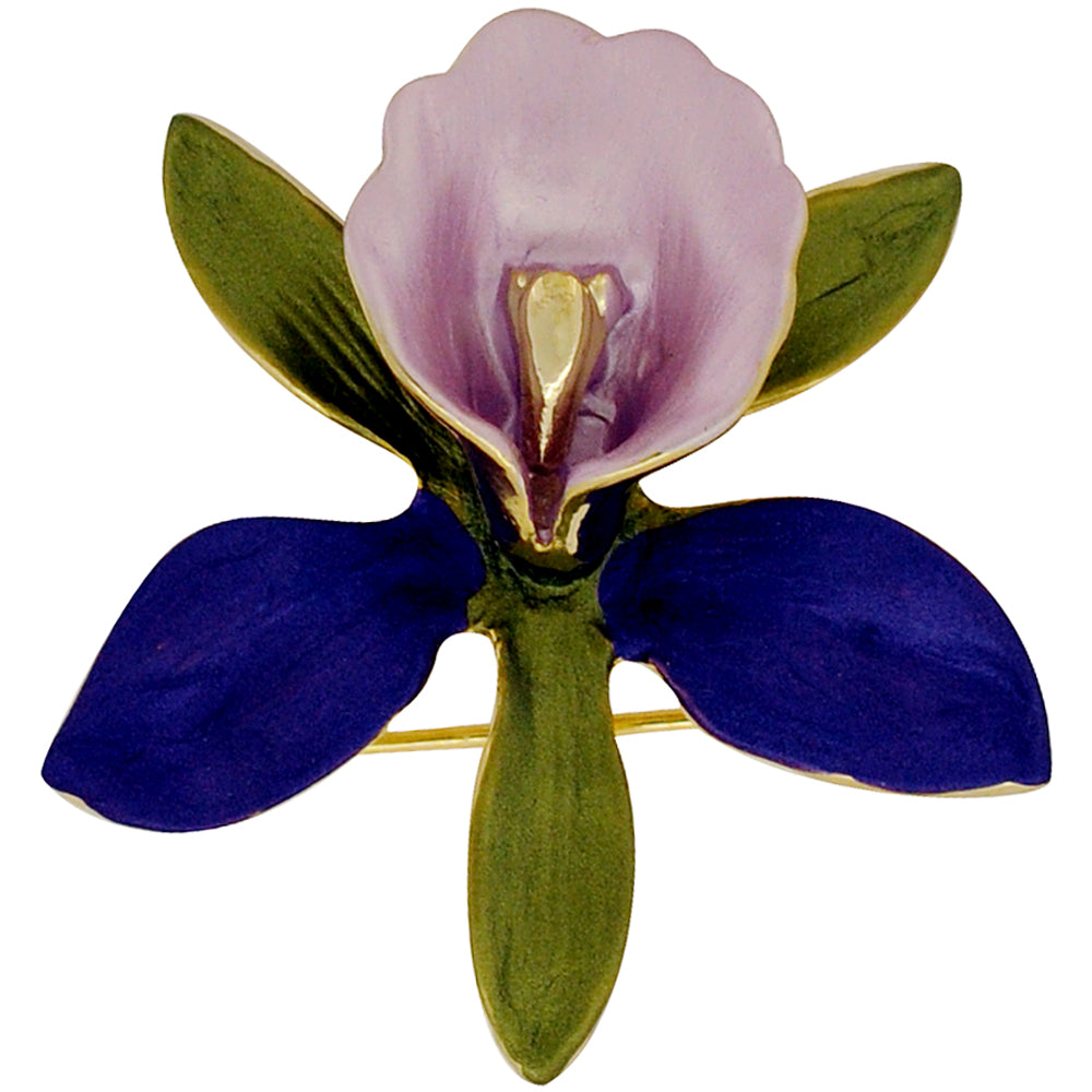 Small Purple Orchid Flower Brooch Pin And Pendant