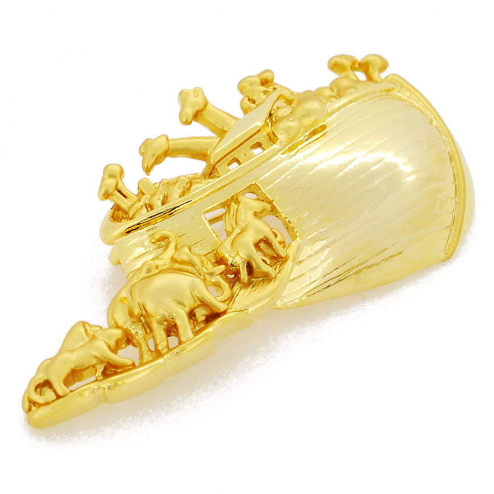 Golden Noahs Ark Brooch Pin