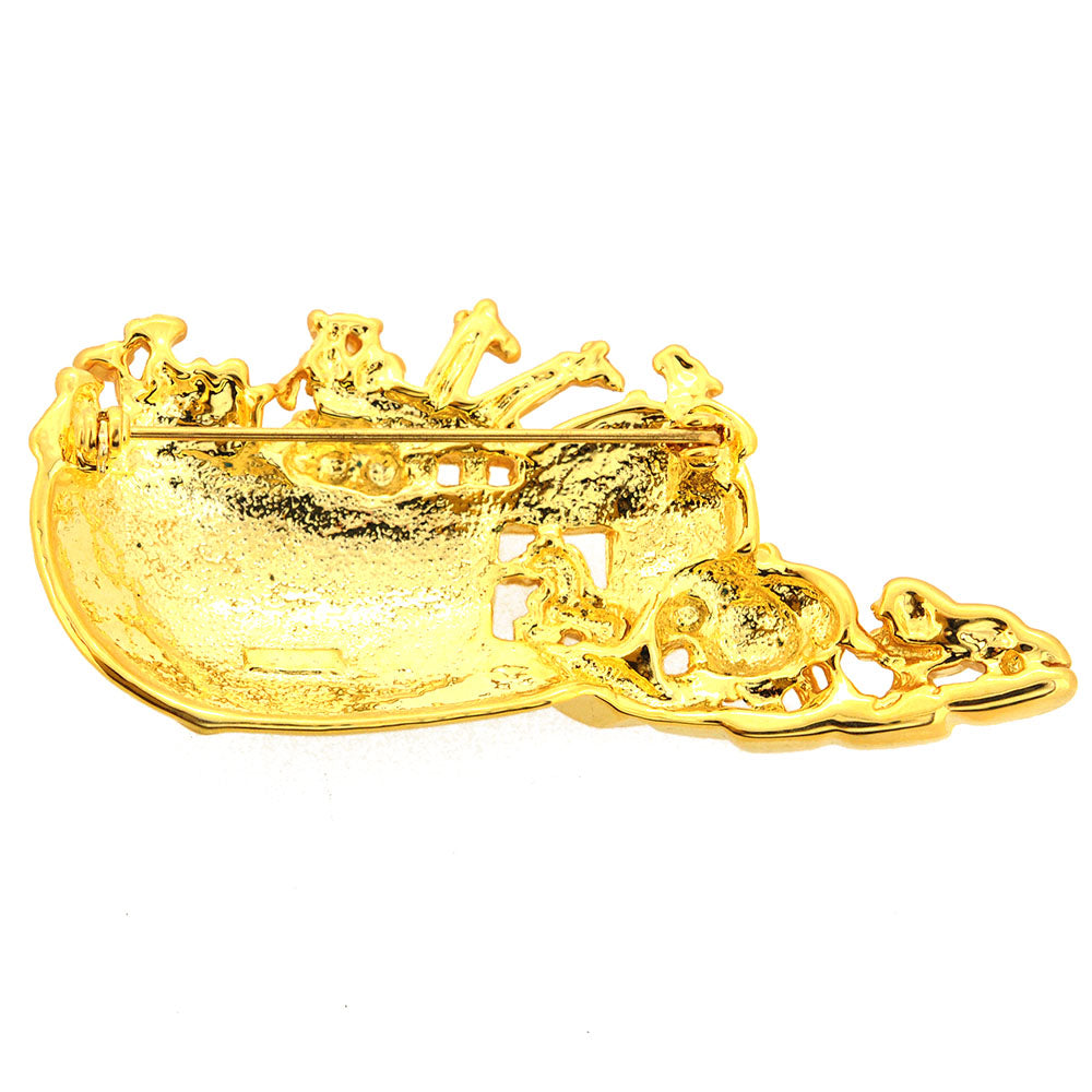 Golden Noahs Ark Brooch Pin
