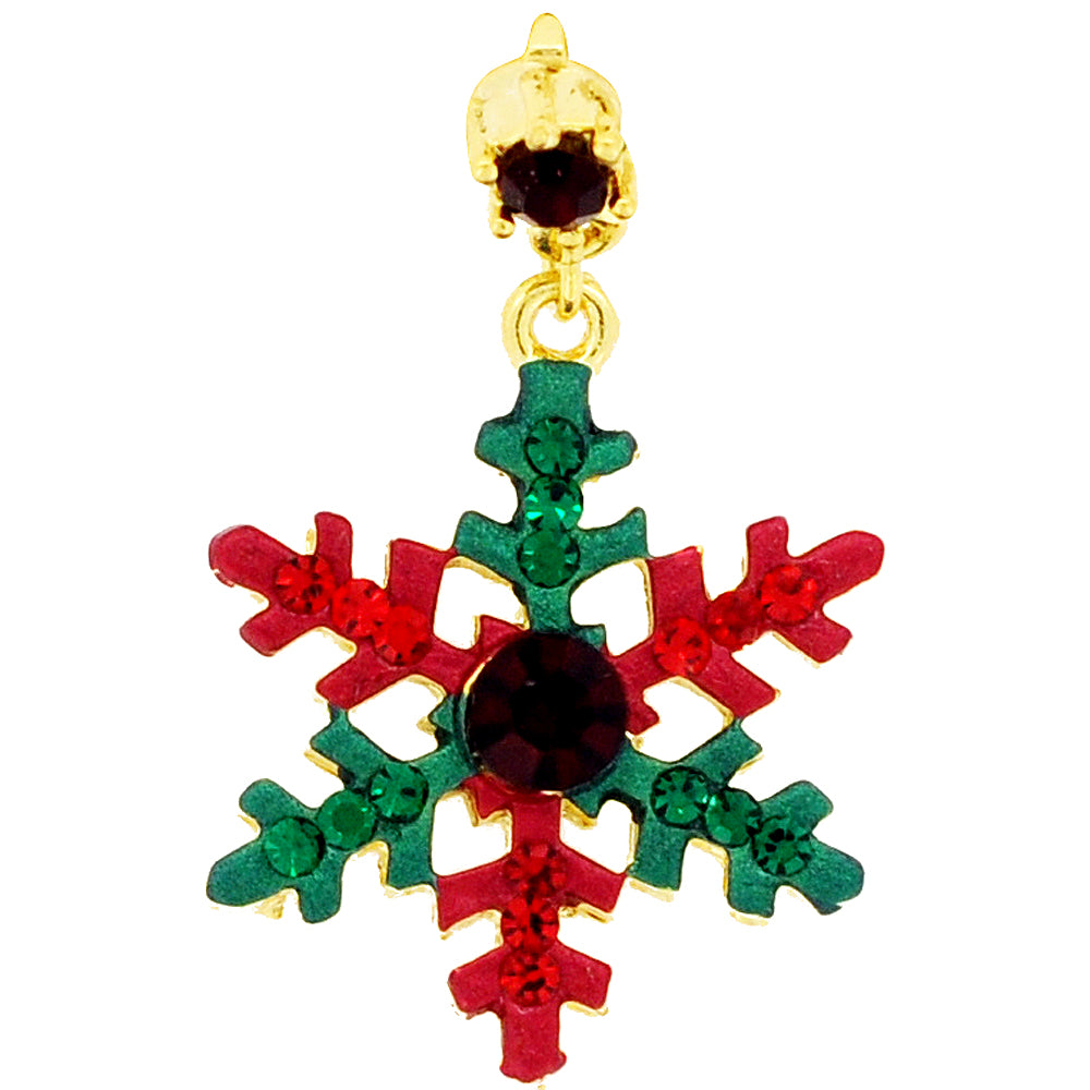 Red and Green Christmas Snowflake Tack Pin