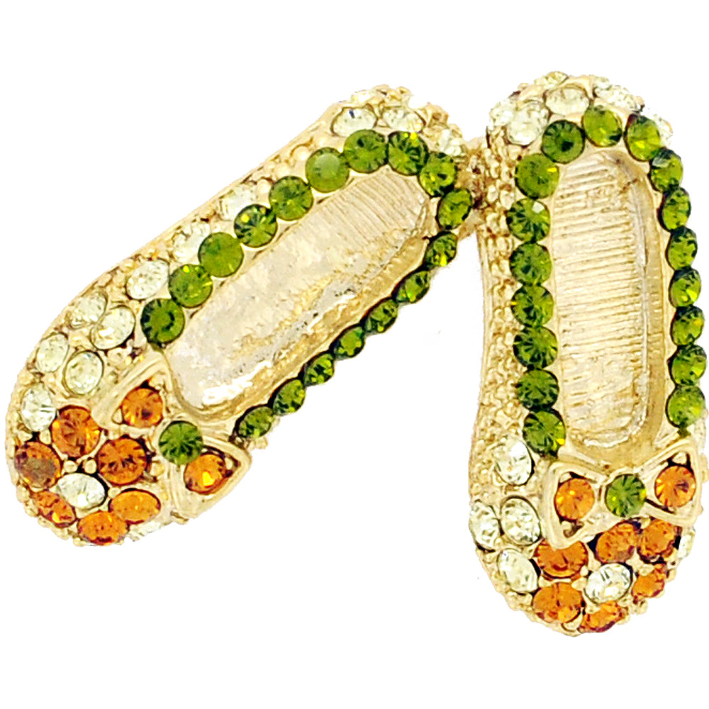 Multicolor Flat Crystal Shoes Brooch Pin