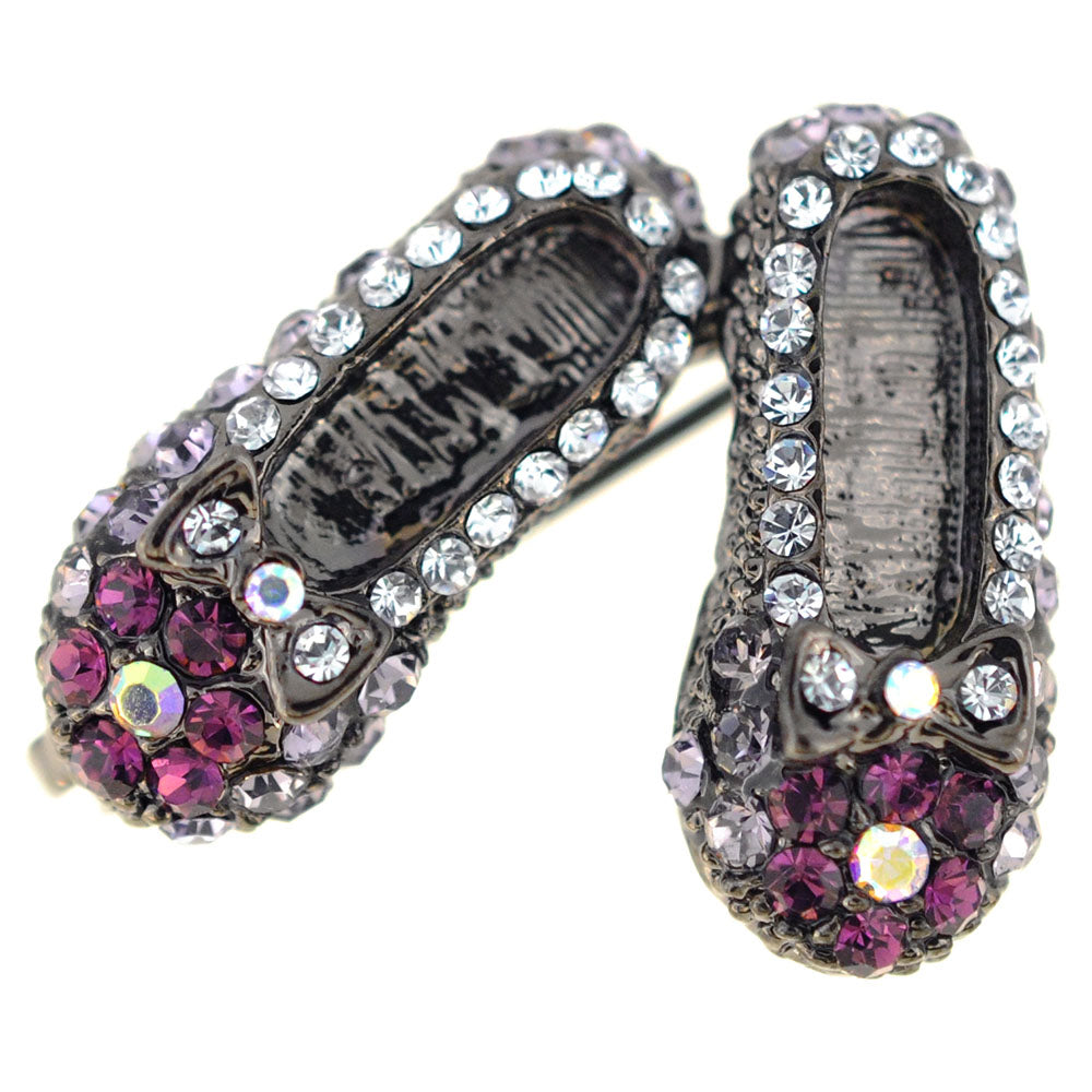 Purple Vintage Style Flat Crystal Shoes Brooch Pin
