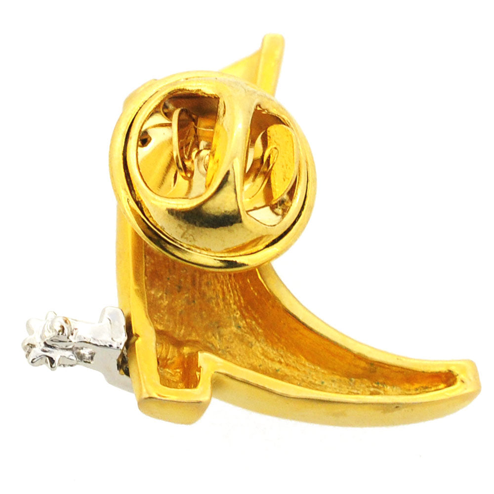 Golden Cowboy Boot Whit Star Tack Swarovski Crystal Shoes Pin Brooch