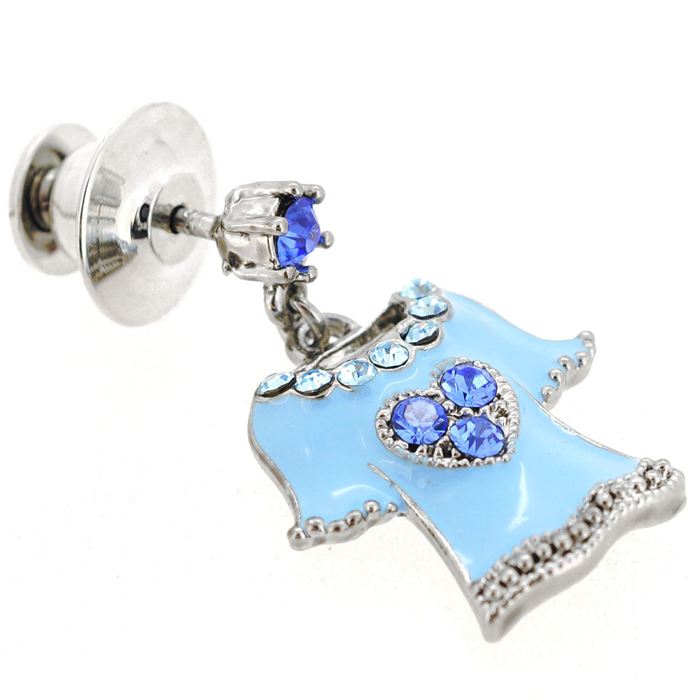 Blue T-shirt Top Swarovski Crystal Tack Pin