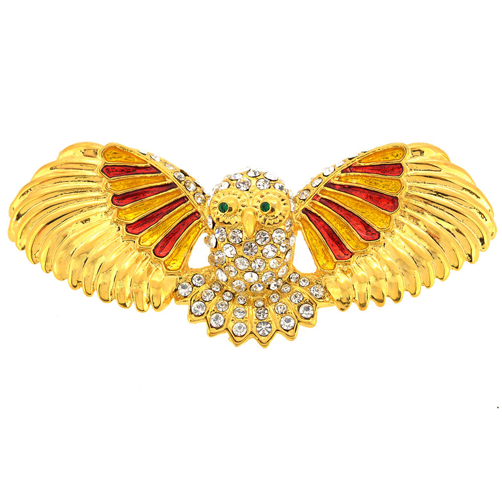 Golden Owl Brooch Pin