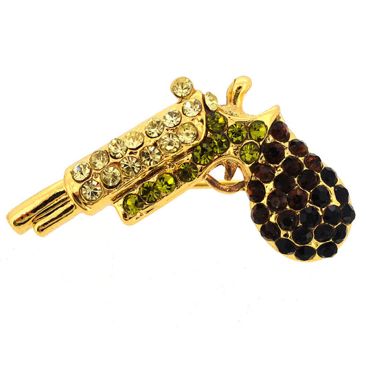 Multicolor Pistol Crystal Brooch Pin