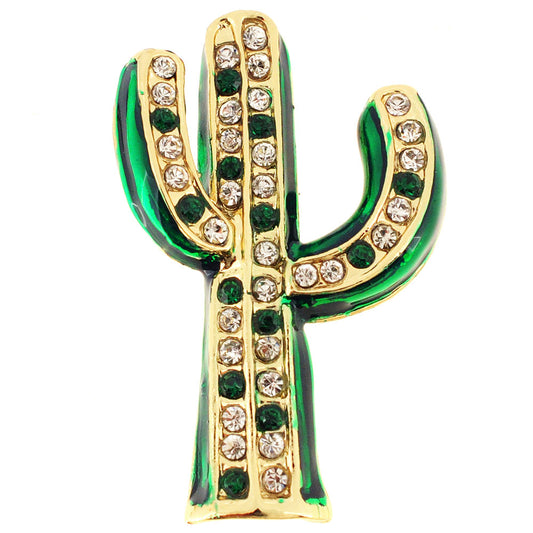 Emerald Green Cactus Crystal Brooch Pin