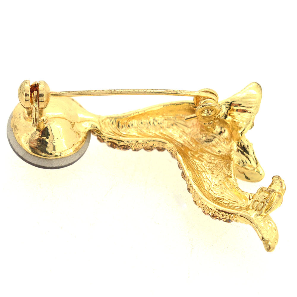 Golden Crystal Seal Brooch Pin