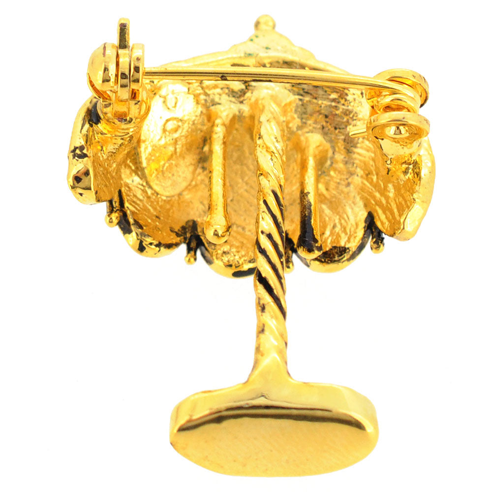 Vintage Style Golden Table Lamp Brooch Pin