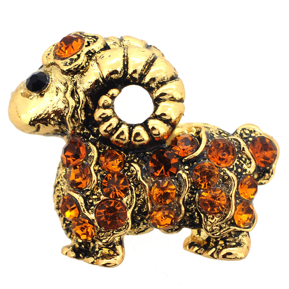 Golden Brown Sheep Crystal Brooch Pin/Pendant
