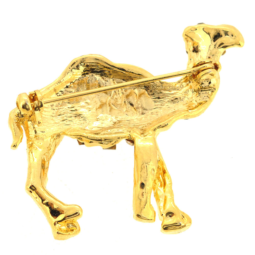 Golden Camel Pin Crystal Brooch Pin