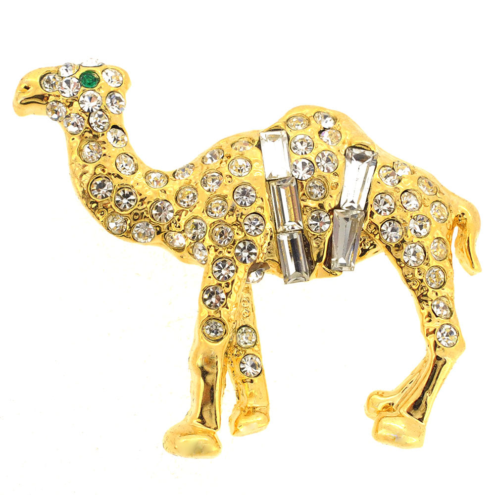 Golden Camel Pin Crystal Brooch Pin