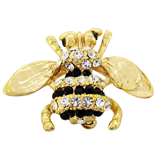 Golden Crystal Bee Brooch Pin