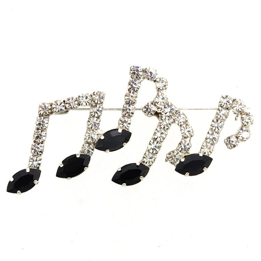 Music Notes Crystal Brooch Pin