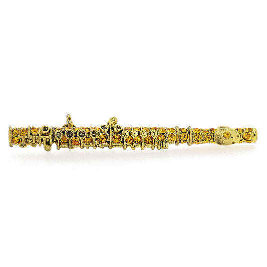 Crystal Golden Flute Brooch Pin