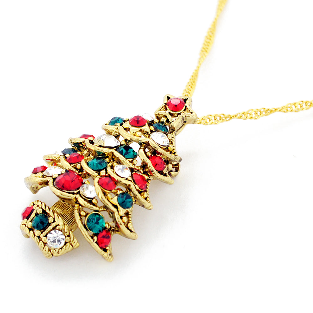 Multicolor Christmas Tree Swarovski Crystal Pin Brooch And Pendant