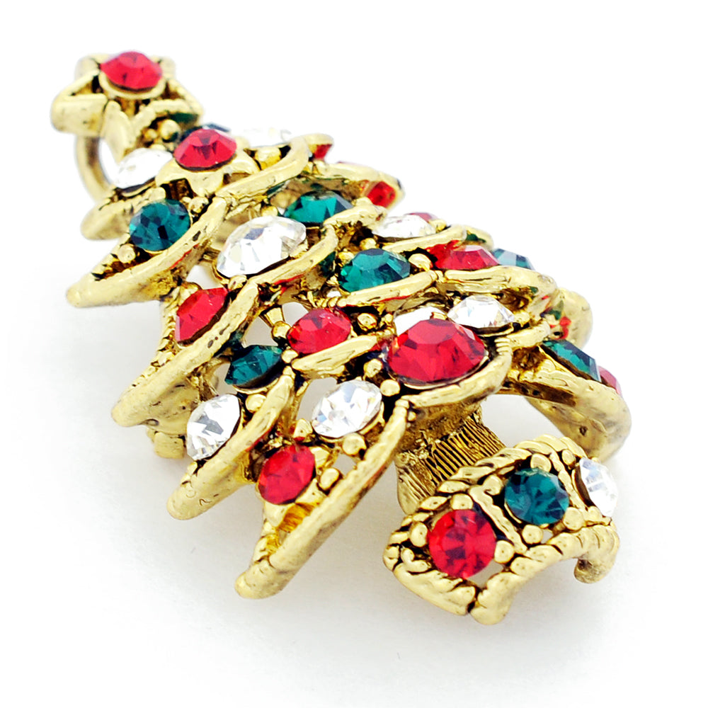 Multicolor Christmas Tree Swarovski Crystal Pin Brooch And Pendant