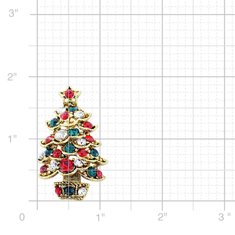 Multicolor Christmas Tree Swarovski Crystal Pin Brooch And Pendant