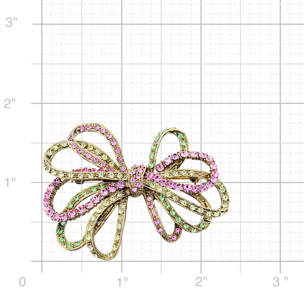 Multicolor Bowknot Swarovski Crystal Pin Brooch